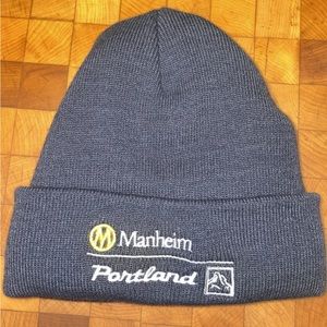 Manheim Portland Oregon Auto Auction Hat Beanie Car Dealers Fleece Lined Blue
